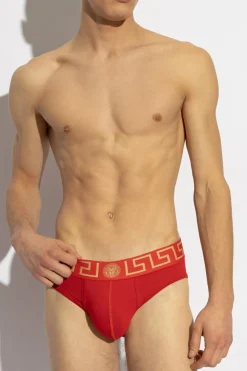 Versace CZERWONY Slipy z logo
