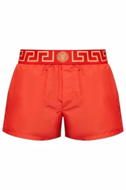 Versace CZERWONY Szorty kąpielowe z logo