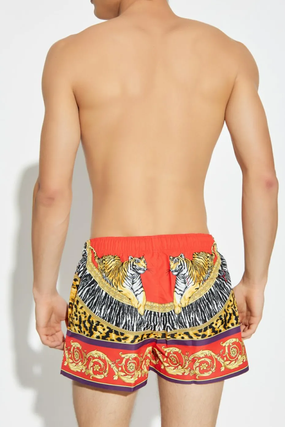 Versace CZERWONY Szorty kąpielowe z nadrukiem