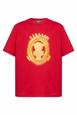 Versace CZERWONY T-shirt z logo