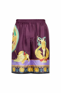 Versace FIOLETOWY Jedwabne szorty
