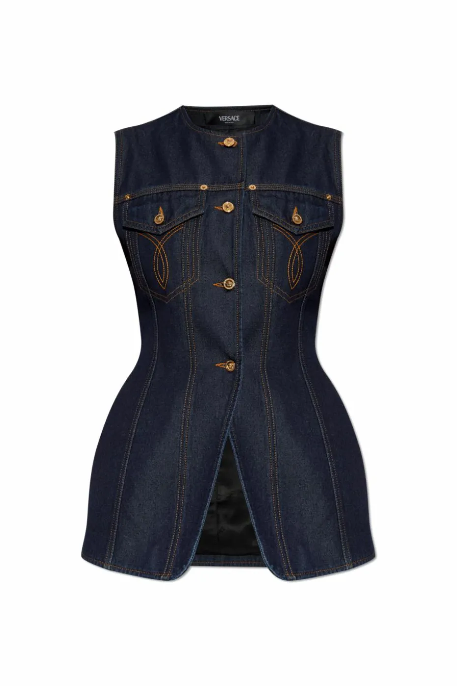 Versace GRANATOWY Jeansowa kamizelka