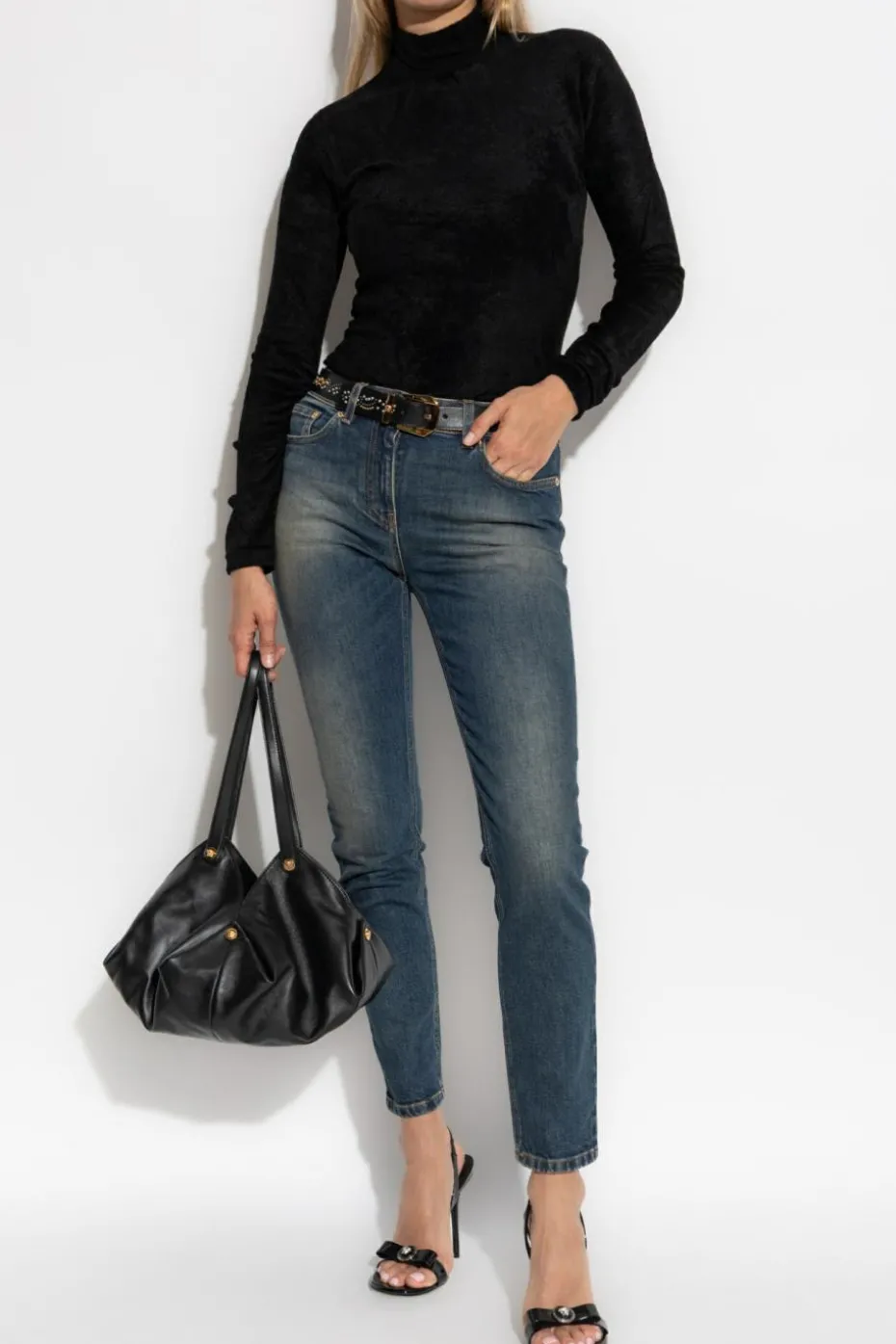 Versace GRANATOWY Jeansy ze zwężanymi nogawkami
