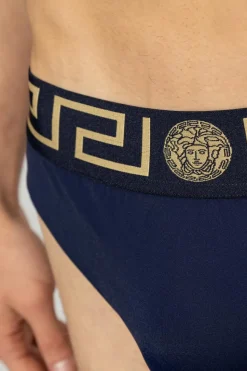 Versace GRANATOWY Slipy kąpielowe z logo