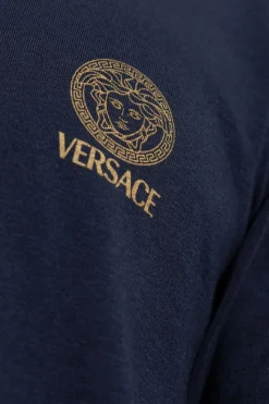 Versace GRANATOWY T-shirt bieliźniany z długimi rękawami