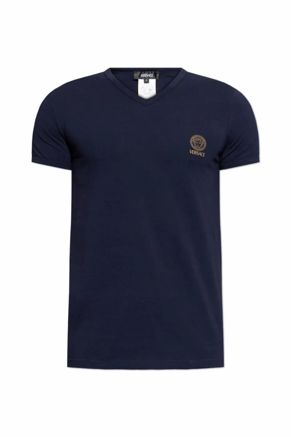 Versace GRANATOWY T-shirt bieliźniany z dekoltem w serek