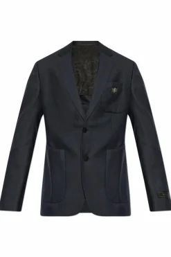 Versace GRANATOWY Wełniana marynarka