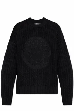 Versace GRANATOWY Wełniany sweter