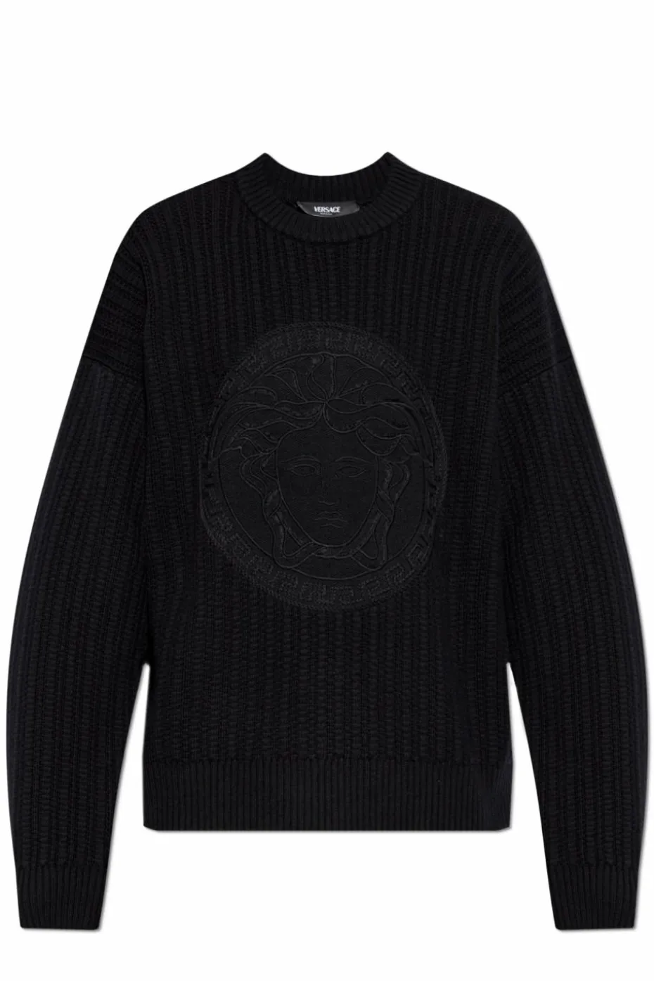 Versace GRANATOWY Wełniany sweter