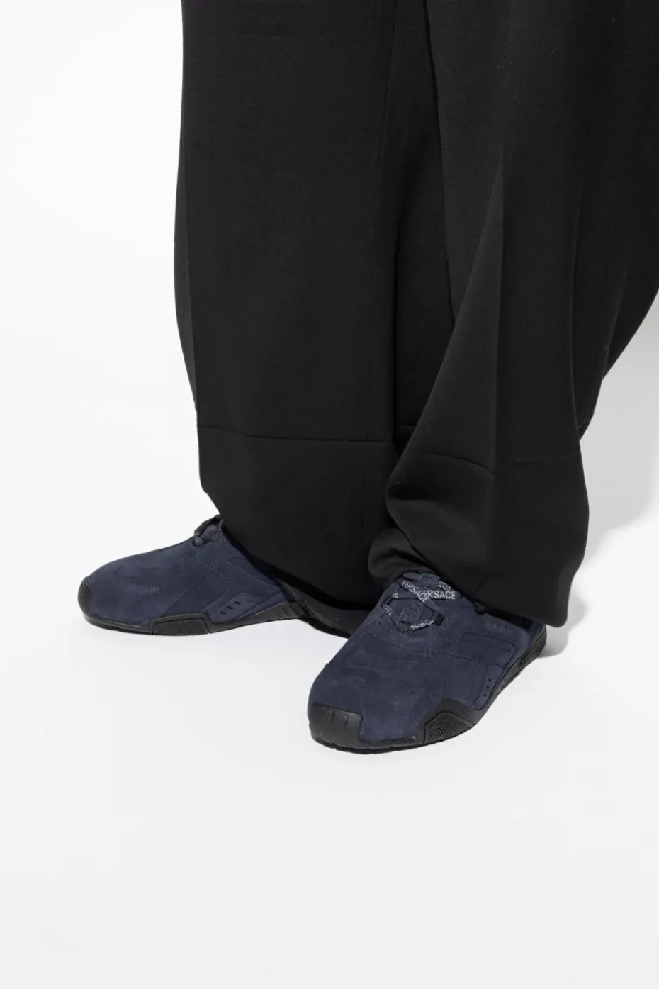Versace GRANATOWY Zamszowe buty sportowe
