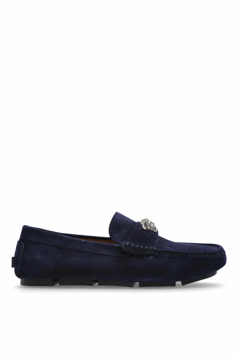 Versace GRANATOWY Zamszowe mokasyny