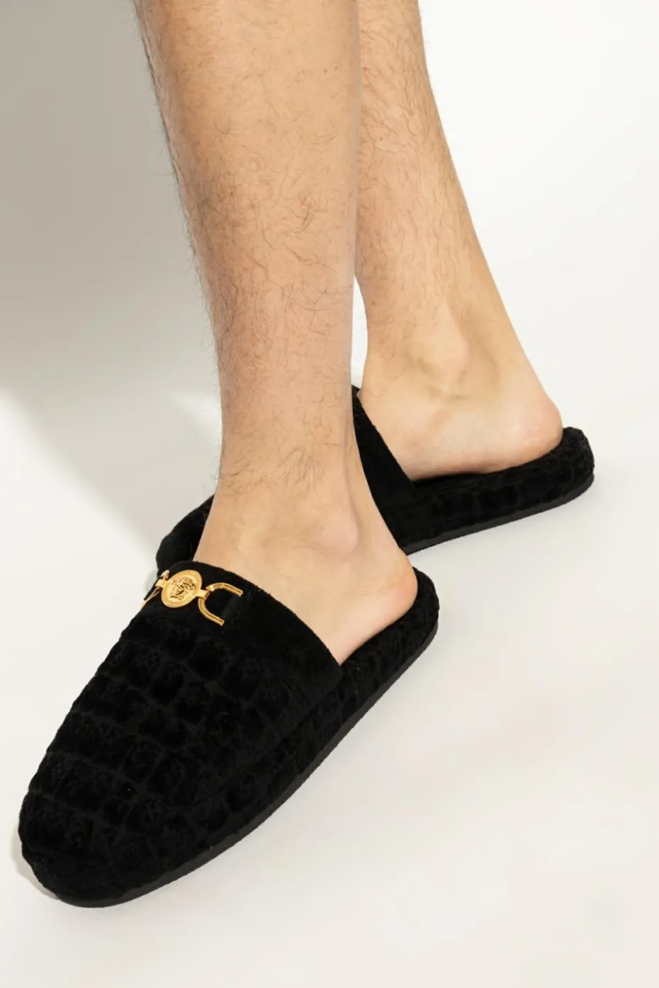 Versace Home CZARNY Kapcie z logo