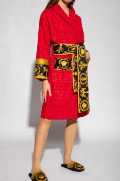 Versace Home CZERWONY Szlafrok z logo