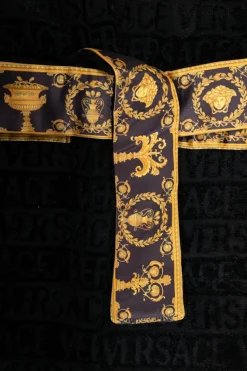 Versace Home Kids CZARNY Wzorzysty dziecięcy szlafrok