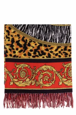 Versace Home MULTIKOLOR Wełniany koc z frędzlami