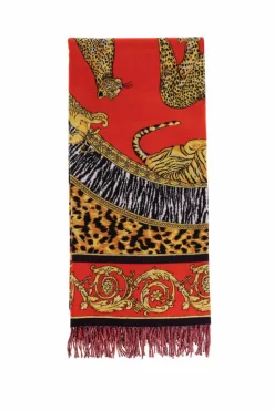 Versace Home MULTIKOLOR Wełniany koc z frędzlami