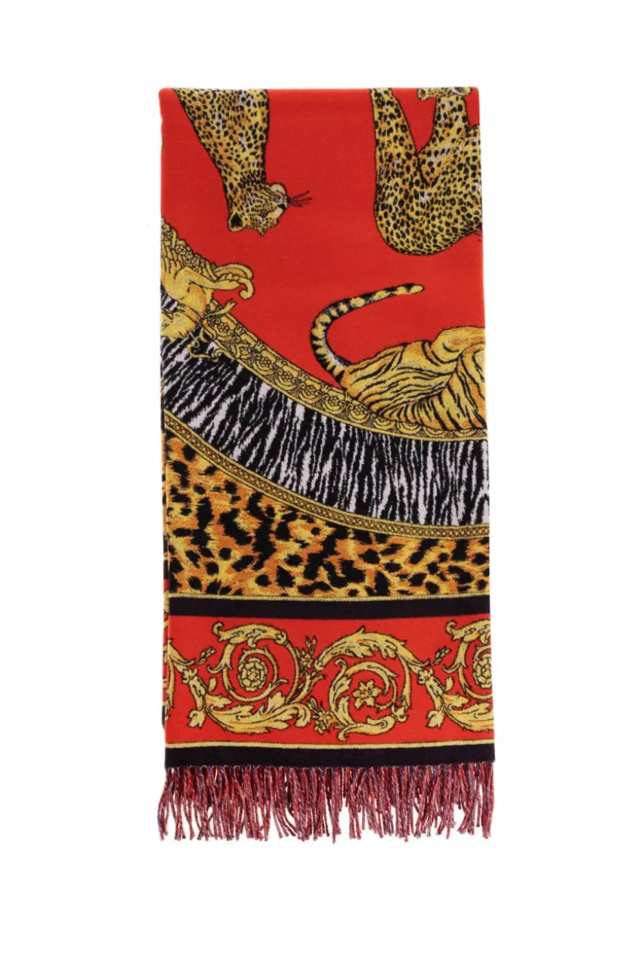 Versace Home MULTIKOLOR Wełniany koc z frędzlami