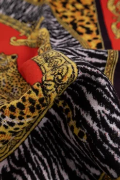 Versace Home MULTIKOLOR Wełniany koc z frędzlami