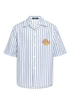Versace jasnoniebieski Koszula ze wzorem w pasy
