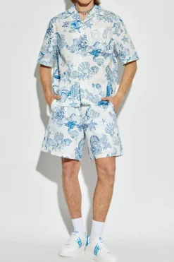 Versace jasnoniebieski Koszula z nadrukiem `Coral Theatre Allover`