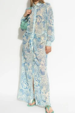 Versace jasnoniebieski Sukienka z drapowaniem w talii