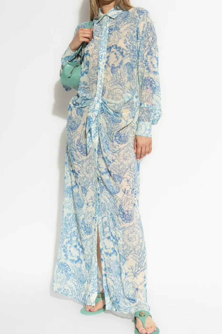 Versace jasnoniebieski Sukienka z drapowaniem w talii