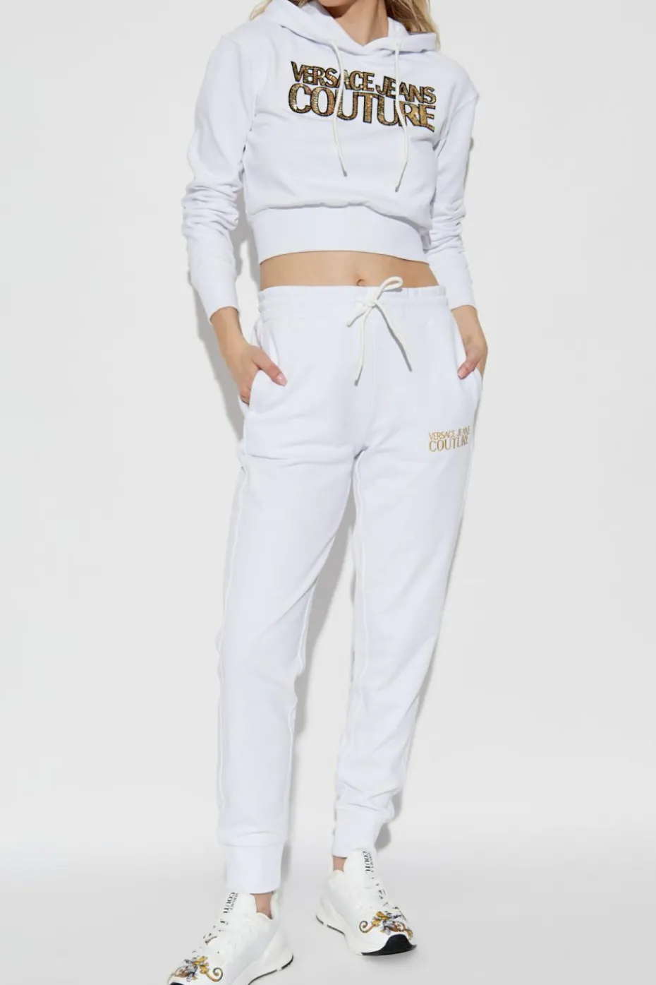 Versace Jeans Couture BIAŁY Bluza z połyskującymi cekinami