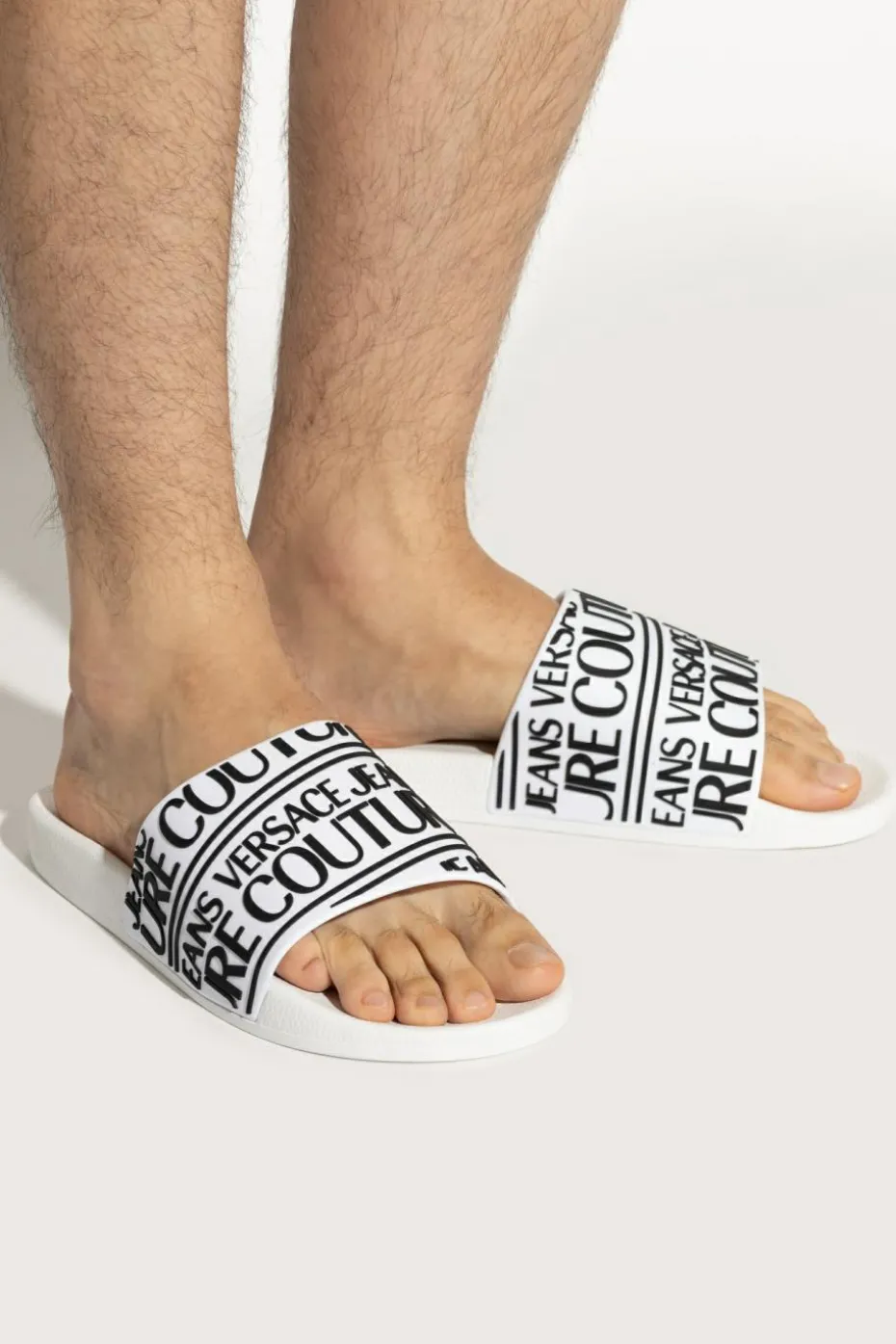 Versace Jeans Couture BIAŁY Klapki z logo