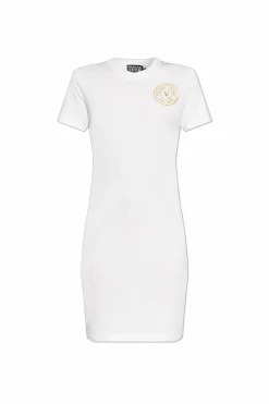 Versace Jeans Couture BIAŁY Sukienka z nadrukowanym logo