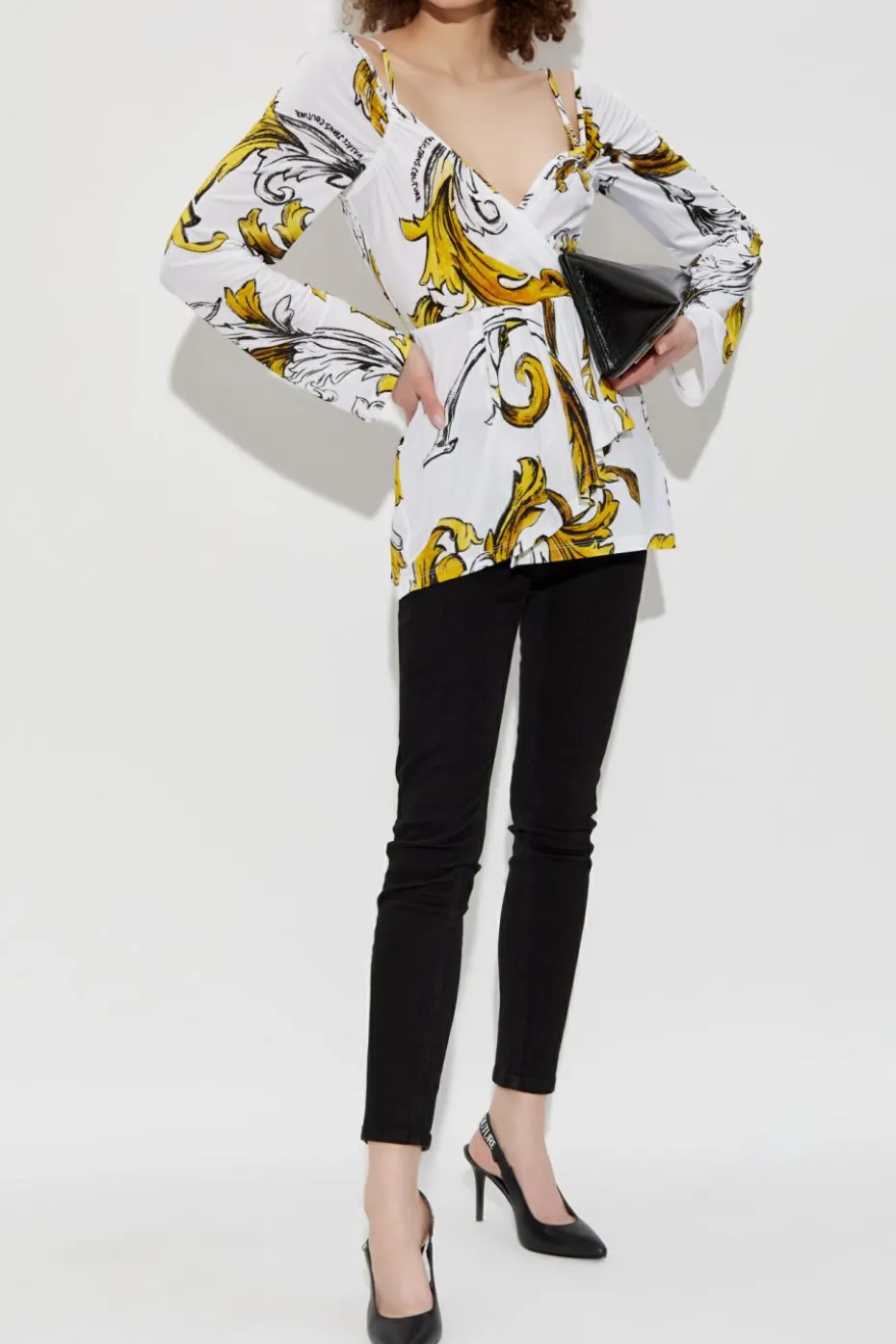 Versace Jeans Couture BIAŁY Top z nadrukiem `Outline Barocco`