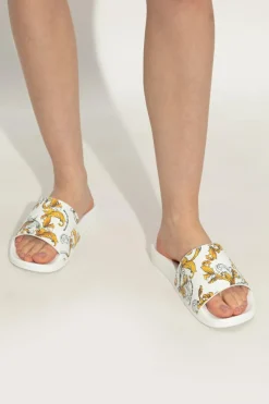 Versace Jeans Couture BIAŁY Gumowe klapki z nadrukiem