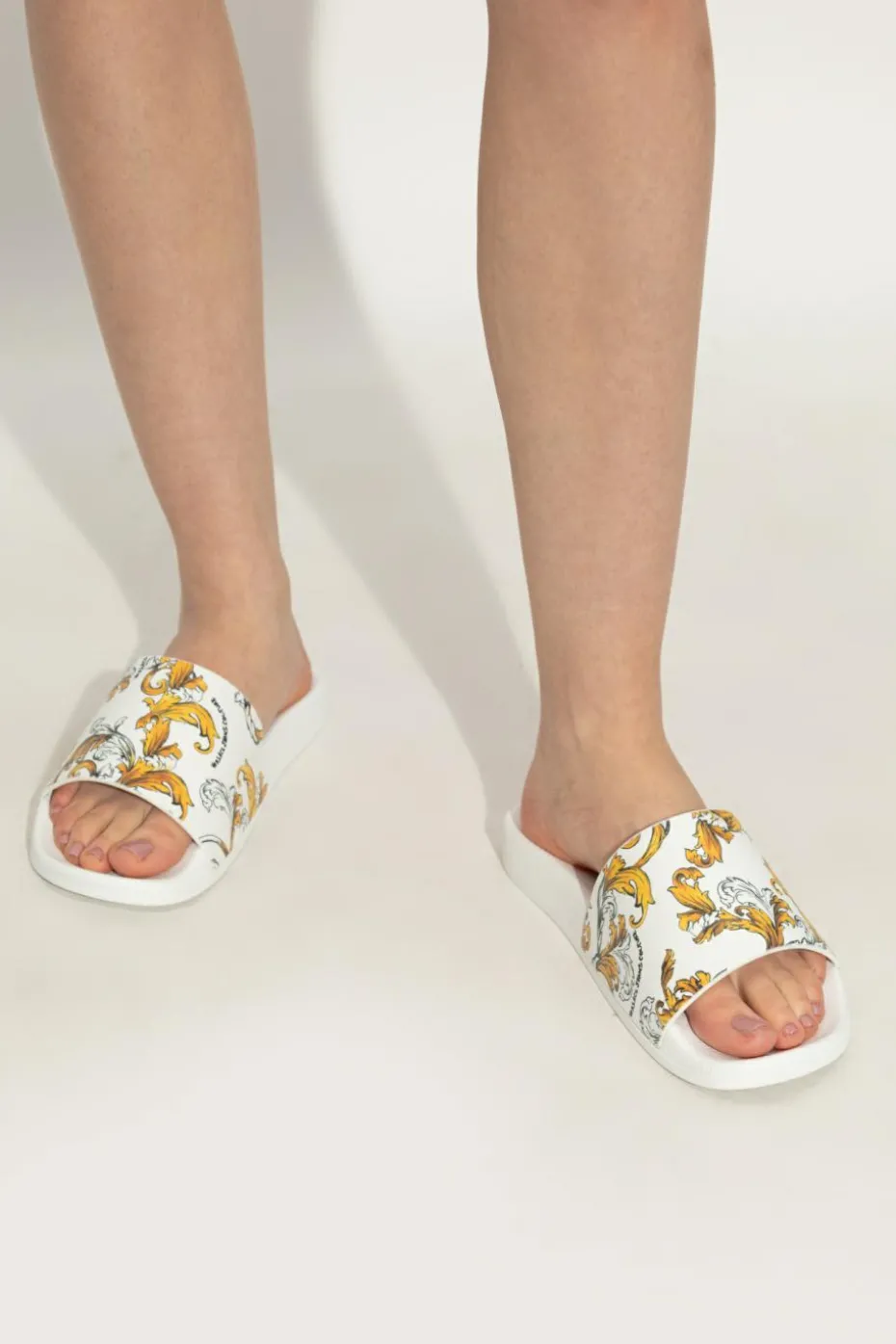 Versace Jeans Couture BIAŁY Gumowe klapki z nadrukiem
