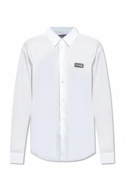 Versace Jeans Couture BIAŁY Koszula z aplikacją z logo