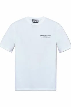 Versace Jeans Couture BIAŁY T-shirt z nadrukowanym logo