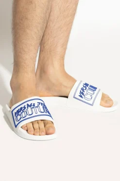 Versace Jeans Couture BIAŁY Klapki z logo