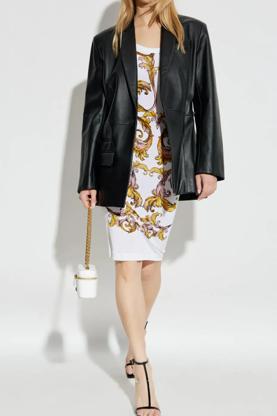 Versace Jeans Couture BIAŁY Sukienka z nadrukiem `Barocco`