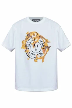 Versace Jeans Couture BIAŁY T-shirt z nadrukiem