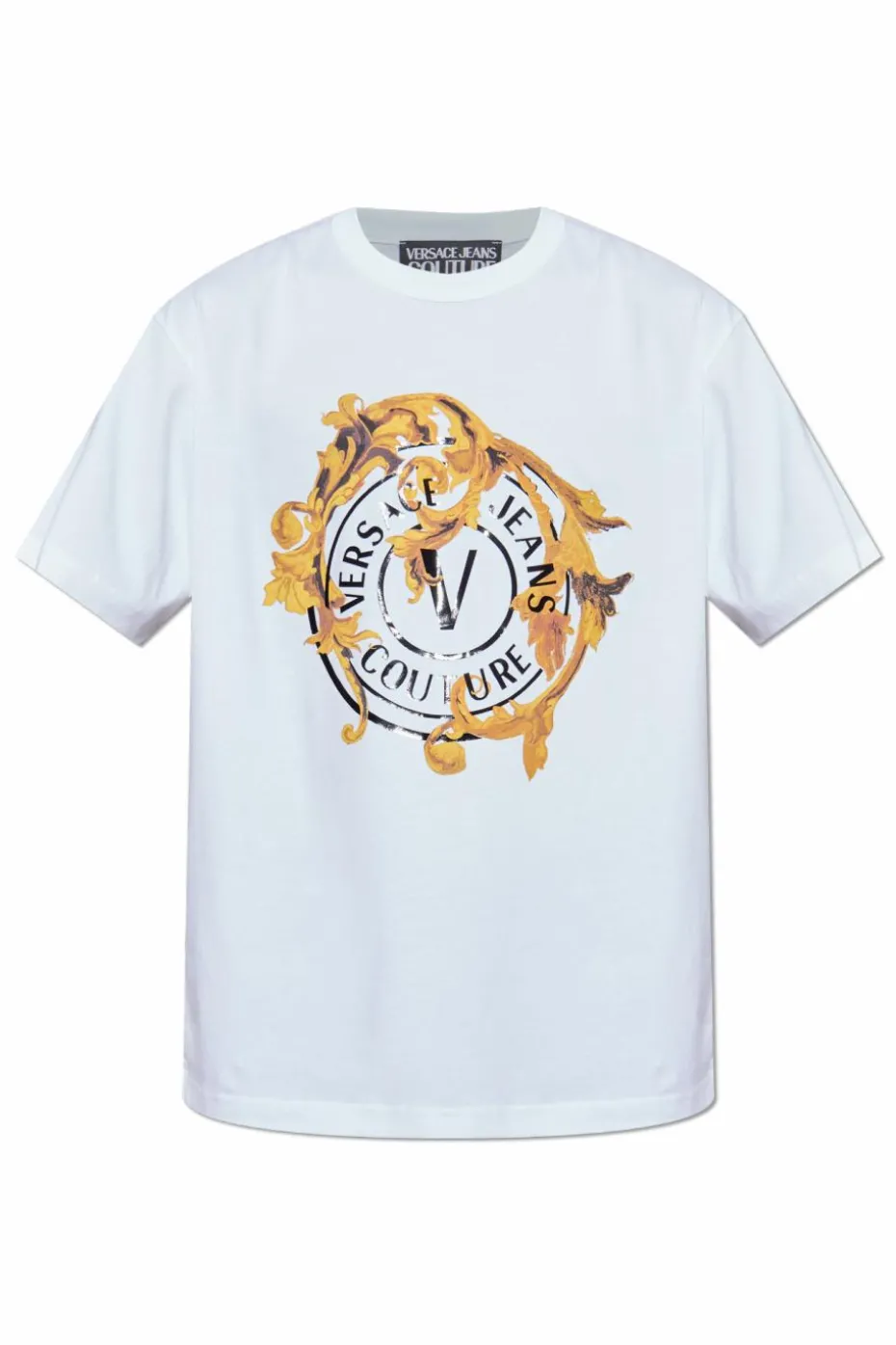 Versace Jeans Couture BIAŁY T-shirt z nadrukiem