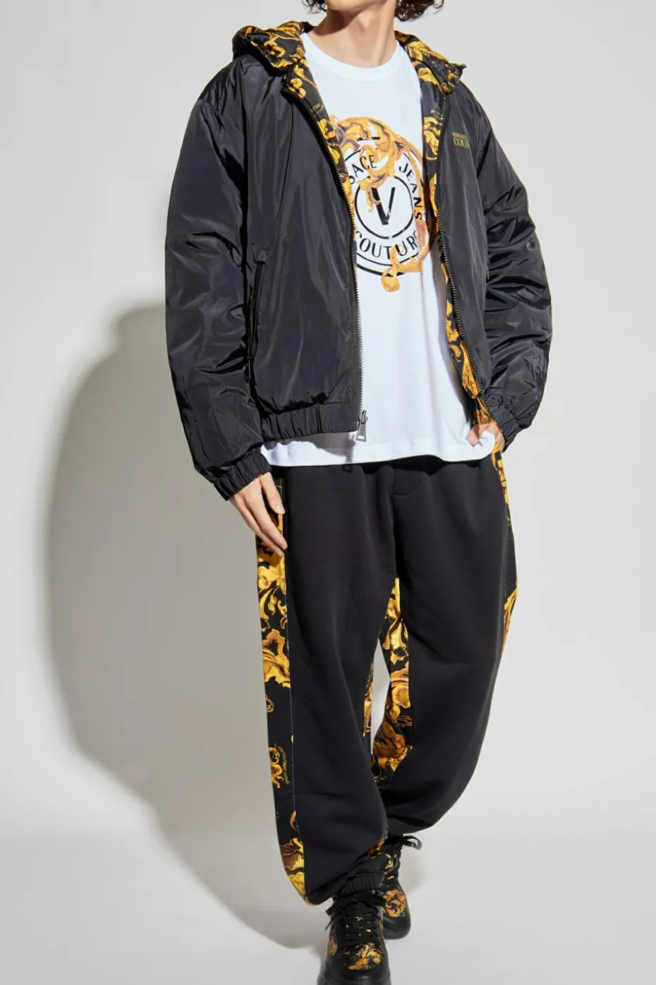 Versace Jeans Couture BIAŁY T-shirt z nadrukiem