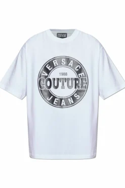 Versace Jeans Couture BIAŁY T-shirt z nadrukiem