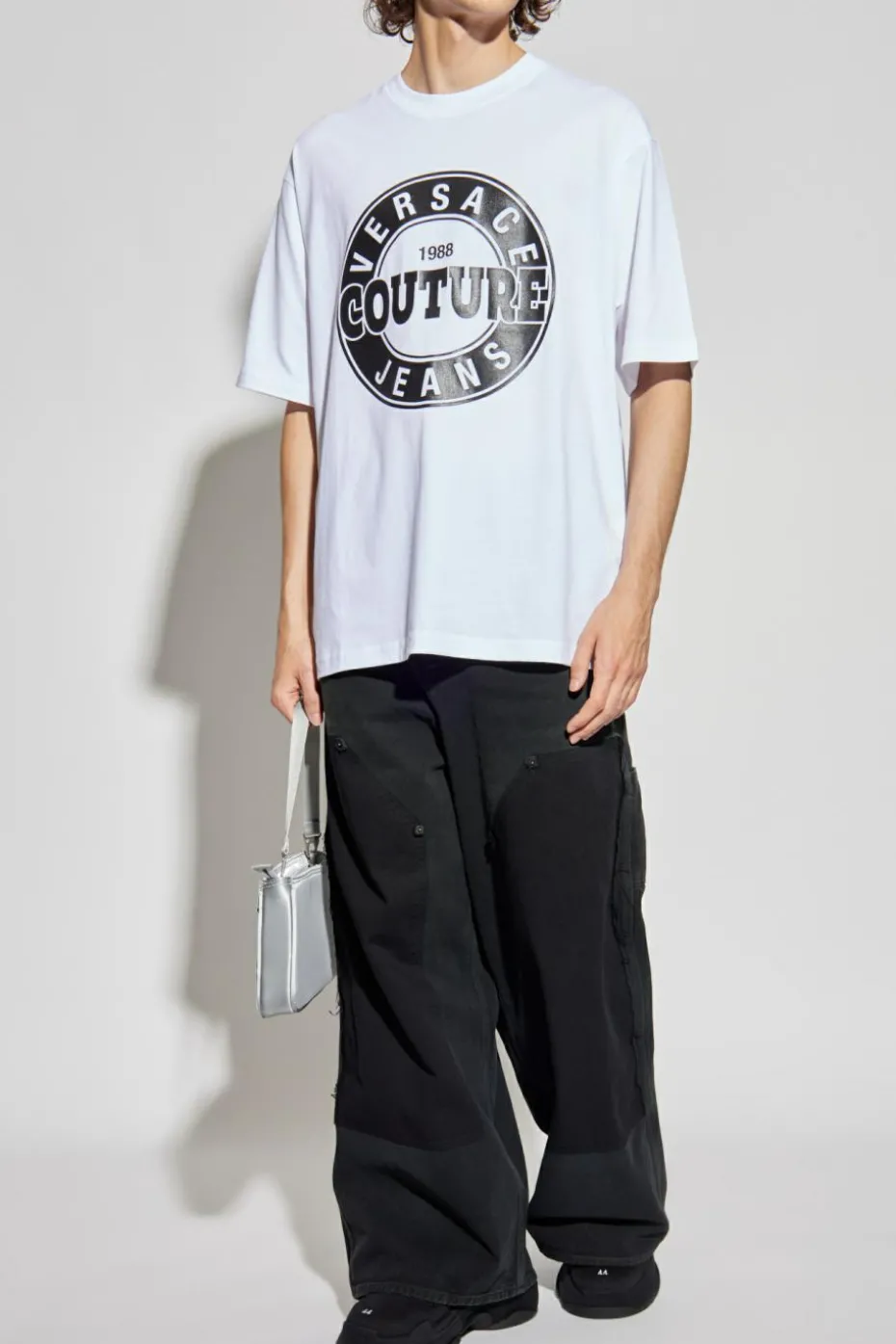 Versace Jeans Couture BIAŁY T-shirt z nadrukiem