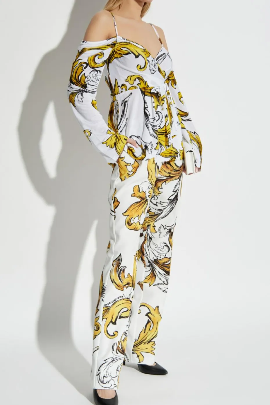 Versace Jeans Couture BIAŁY Spodnie ze wzorem