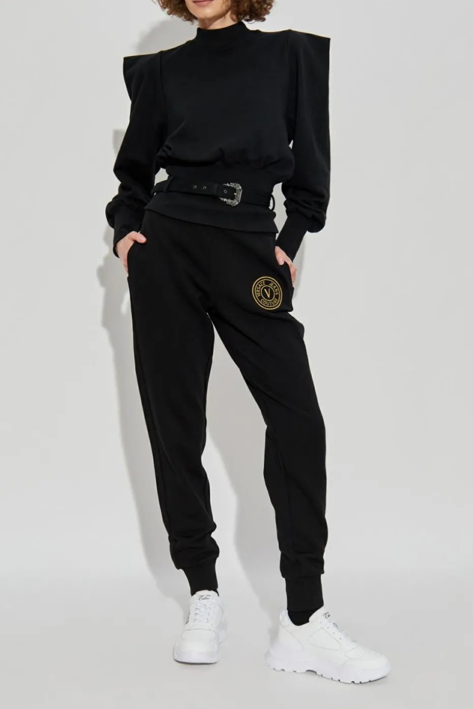 Versace Jeans Couture CZARNY Spodnie dresowe z wyszytym logo