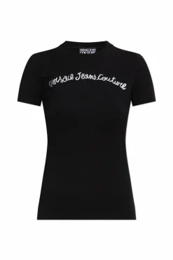 Versace Jeans Couture CZARNY T-shirt z logo