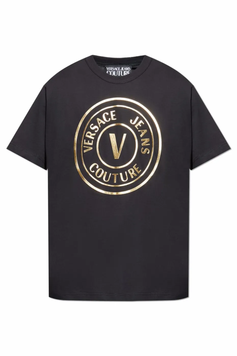 Versace Jeans Couture CZARNY T-shirt z nadrukowanym logo