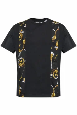 Versace Jeans Couture CZARNY T-shirt z nadrukiem `Barocco`