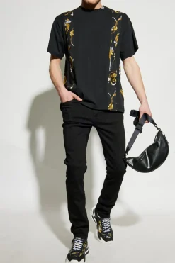 Versace Jeans Couture CZARNY T-shirt z nadrukiem `Barocco`