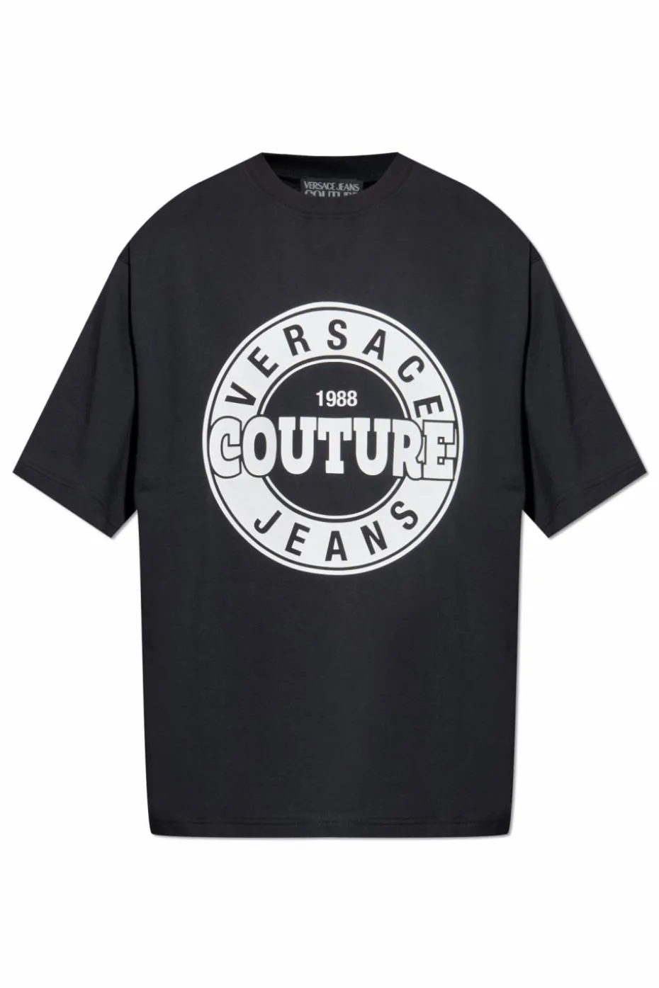 Versace Jeans Couture CZARNY T-shirt z nadrukiem
