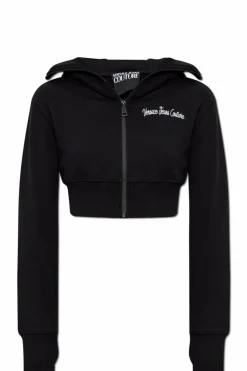 Versace Jeans Couture CZARNY Krótka bluza z kapturem