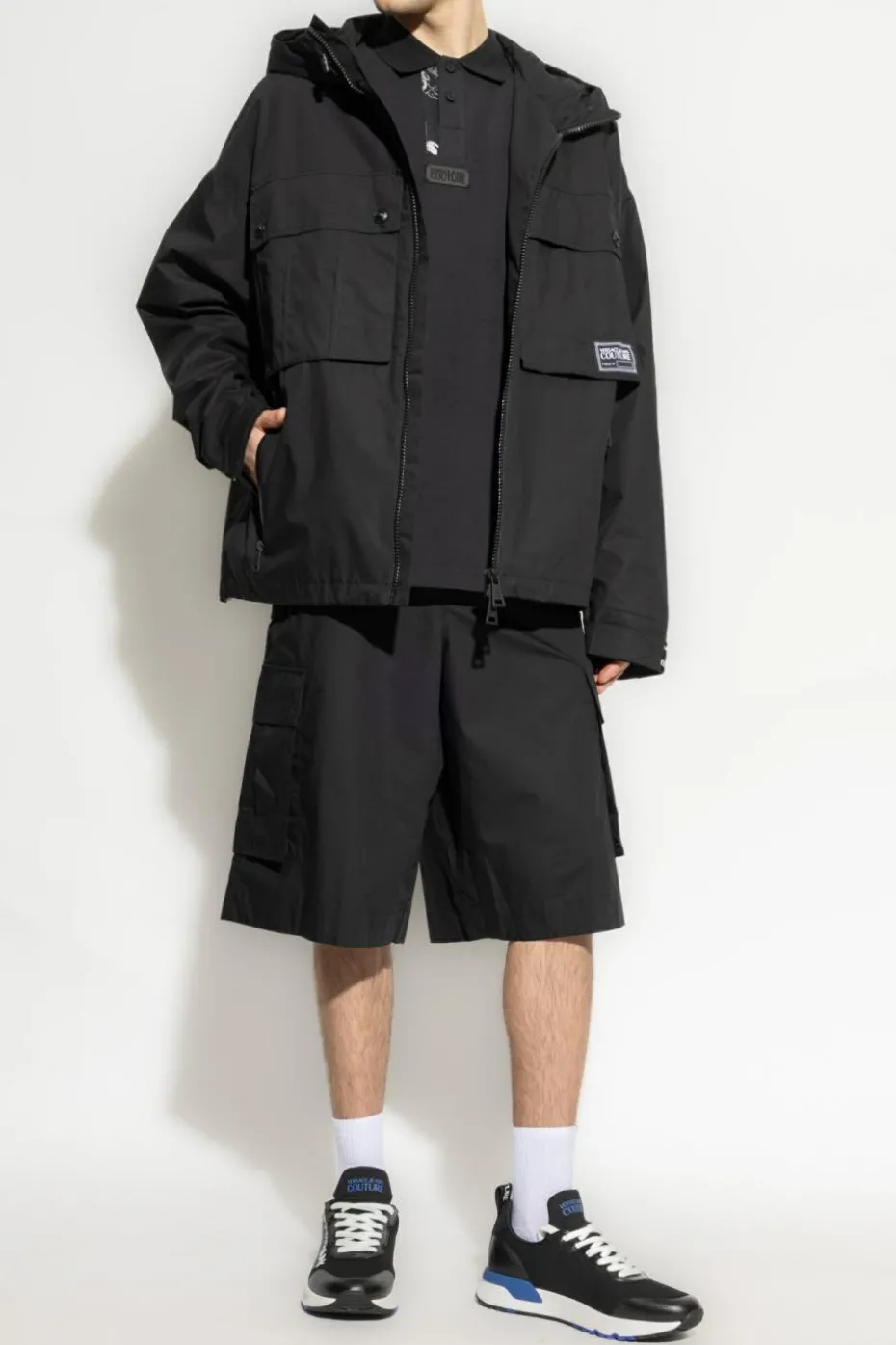 Versace Jeans Couture CZARNY Polo z nadrukiem `Barocco`